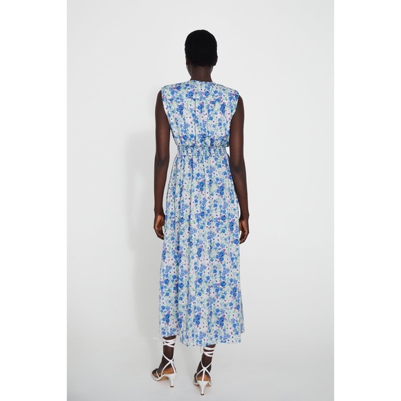 Zara NWT Floral Open Front Maxi Padded Shoulder Sleeveless Dress Medium - Picture 11 of 15